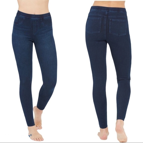 SPANX Jeanish High Rise Leggings Jeans Stretch Denim Pants Blue Slimming Size XS - Picture 1 of 10